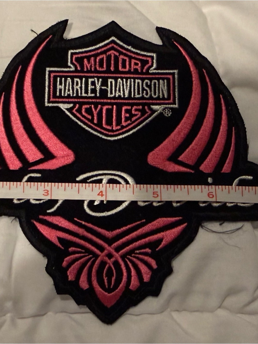 Harley-Davidson Black and Pink Embroidered Wing Patch
